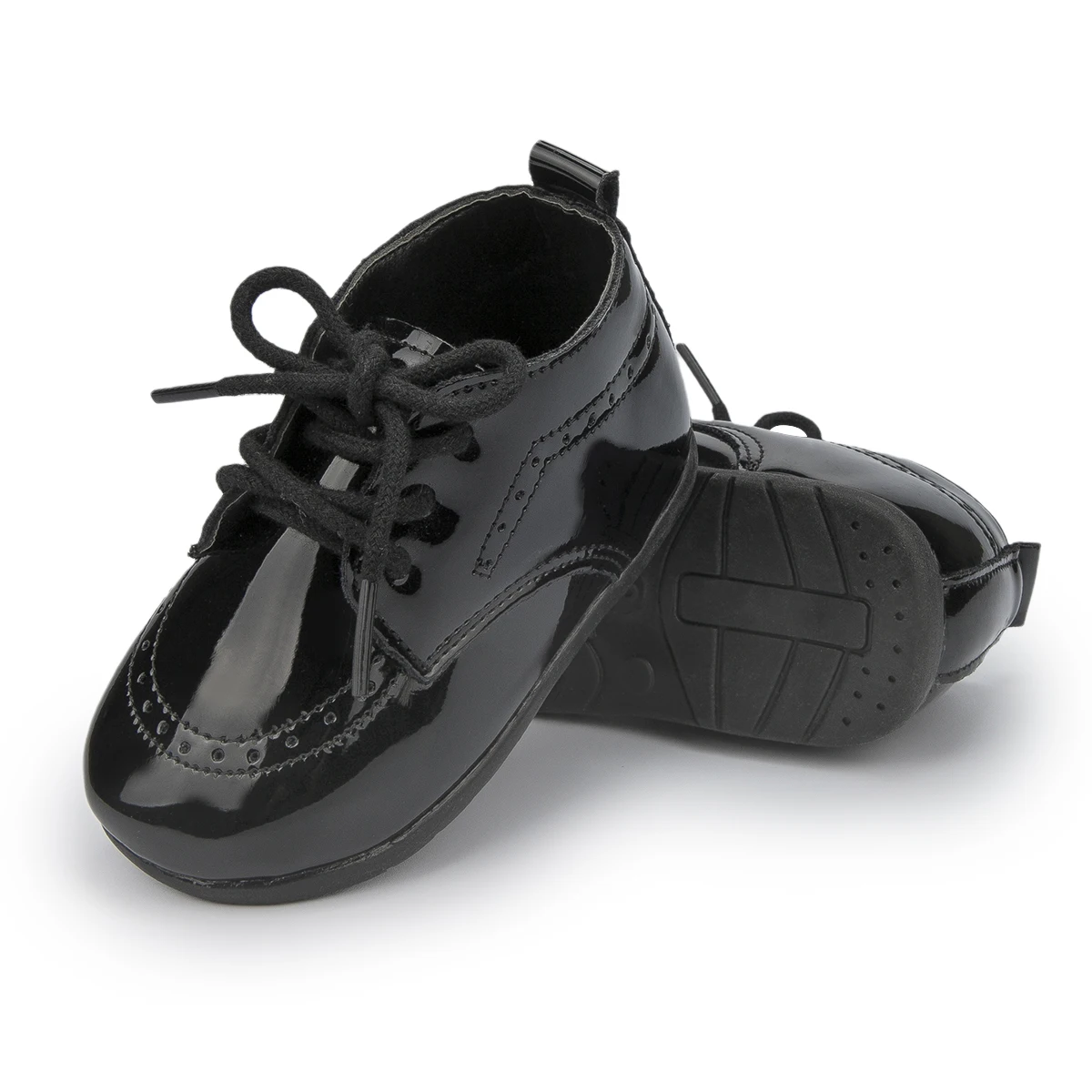 Meckior New Baby Shoes Retro Leather Boy Girl Shoes Toddler Rubber Sole Anti-slip First Walkers Newborn Infant Baby Crib Shoes