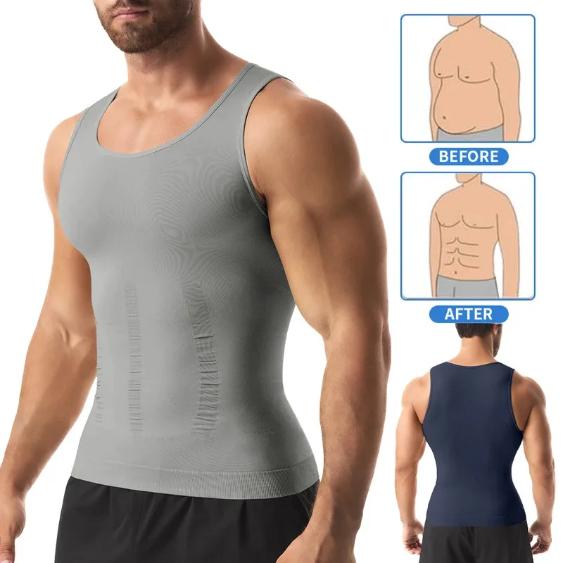 Men Compression Shirt for Body Shaper Slimming Vest Tight Tummy Underwear Tank Top