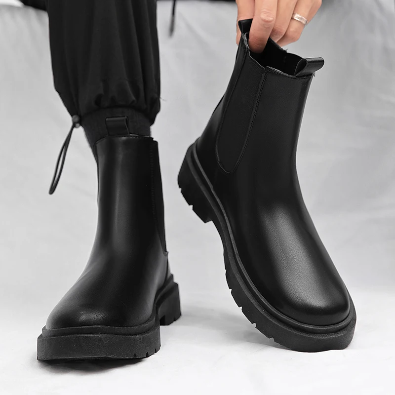 Men's Boots 2025 New Summer High-Top Chelsea One-Step Work Leather Waterproof Sport Small Leather oes