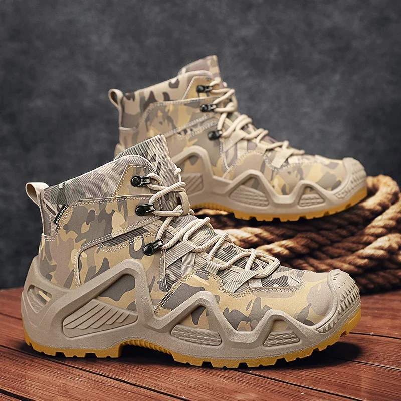 Men's High Top Training Boots Outdoor Non-slip Casual Platform Sneakers Men's Designer Desert Camouflage Tactical Boots 2026 New