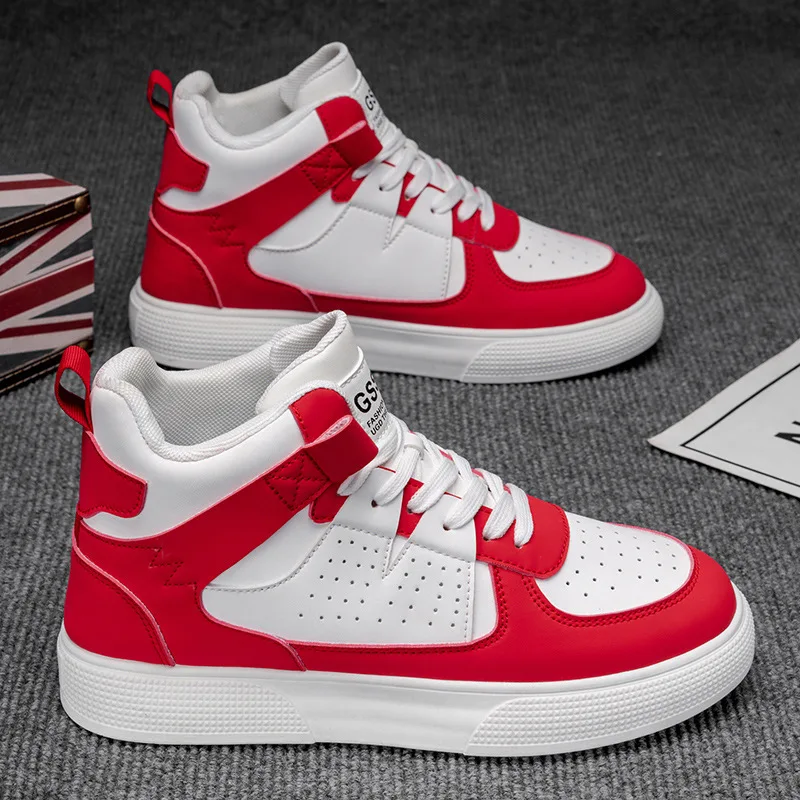 Men's Skateboarding Shoes Lightweight High top Breathable Shoes 47 Flat Lace-Up Sneakers White Travel Walking Tenis Masculino 48