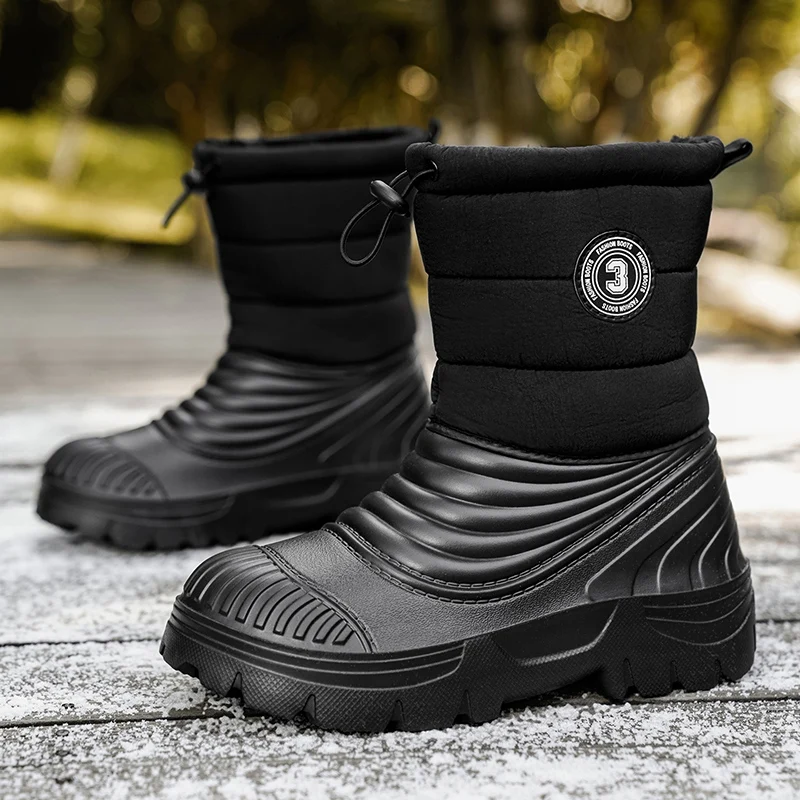 Men's snow boots outdoor comfortable wool lining warm men's boots light outdoor men's shoes short plush men's boots plus size 51