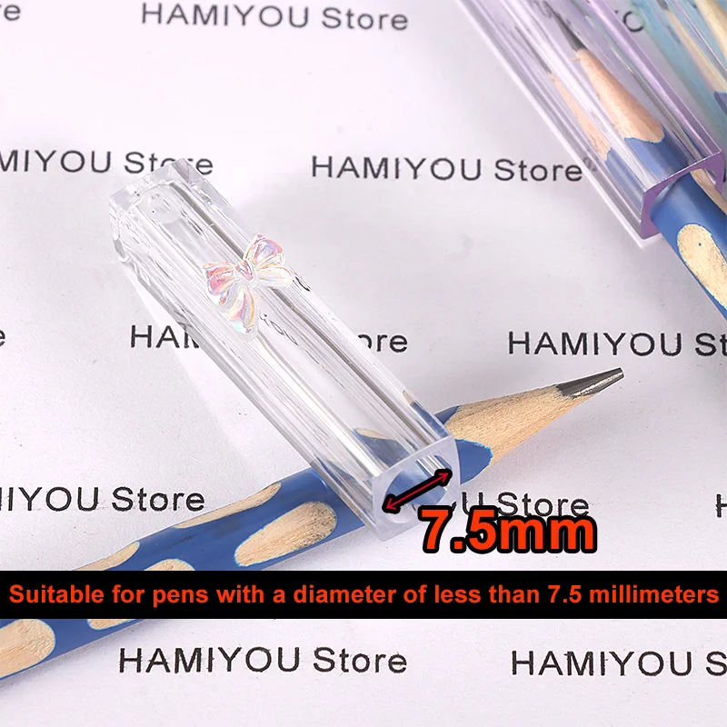 Mix 5 colors of butterflies Clear Plastic Pencil Cap Transparent Pencil Top Pencil Protective Cap Extender Hard sturdy Cute Pink