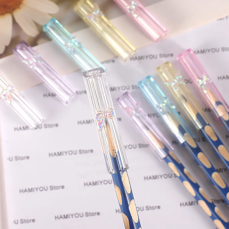 Mix 5 colors of butterflies Clear Plastic Pencil Cap Transparent Pencil Top Pencil Protective Cap Extender Hard sturdy Cute Pink