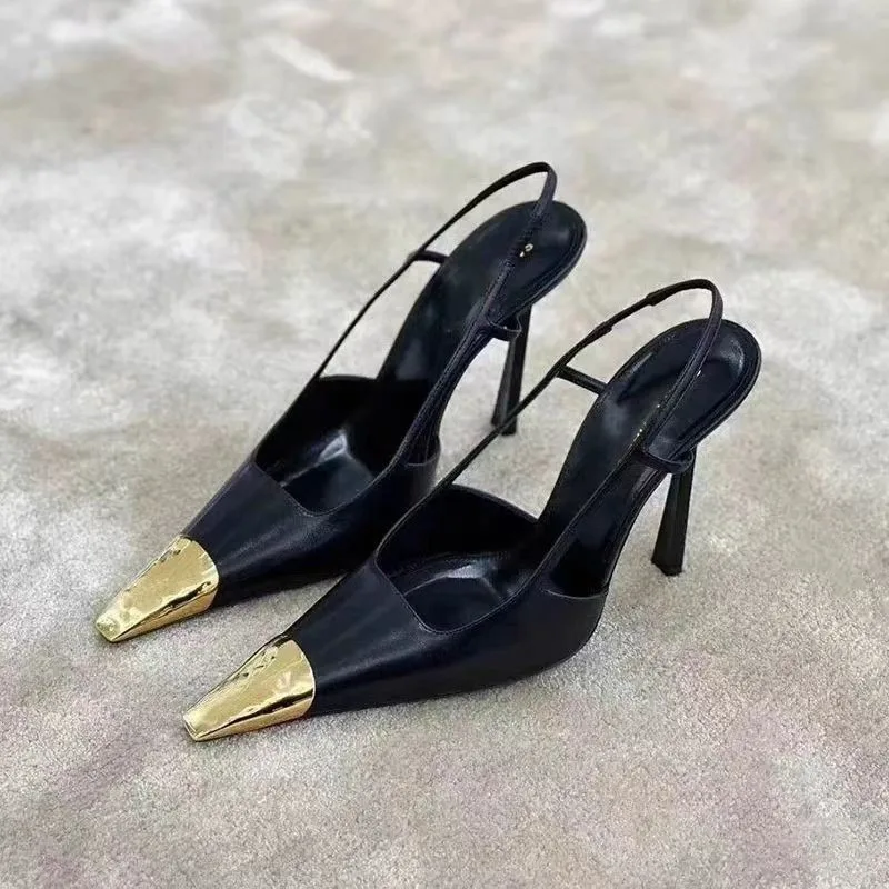 Mixed Color Pump Hollow Slip-On Genuine Leather Luxury Elegant Concise Fashion Women Shoes New Pointed Toe Thin Heels Super High