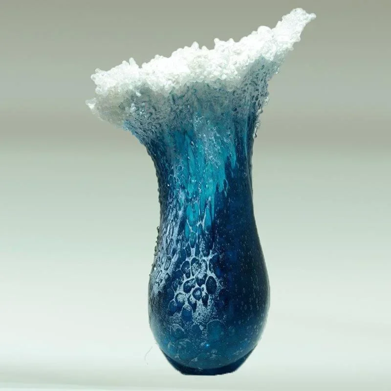 Modern Vase Home Decoration Wave Shaped Vase Resin Crafts Fashion Nordic Style Office Living Room Room Decoration Blue Vase