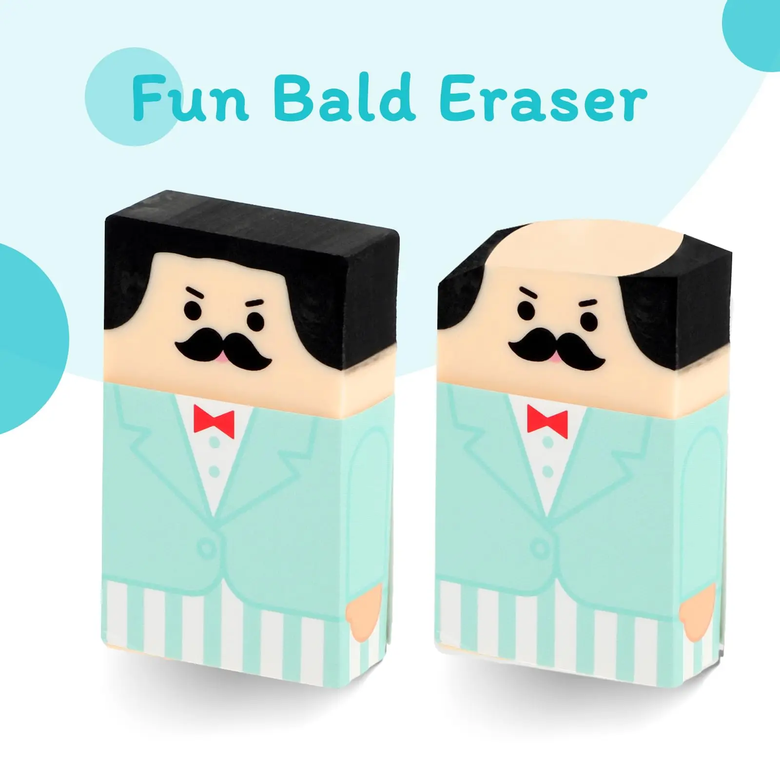 Monking 1/4Pcs Fun Balding Uncle Erasers Pencil Erasers for Kids Students Office School Supplies Art Stationary