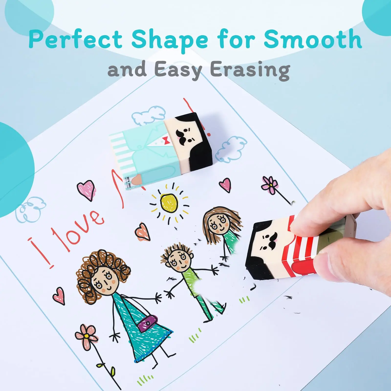 Monking 1/4Pcs Fun Balding Uncle Erasers Pencil Erasers for Kids Students Office School Supplies Art Stationary