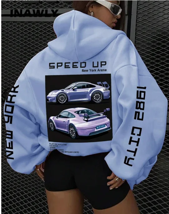 Motorcycle Gift for Car Enthusiasts Graphic Hoodies Men Women Tops Loose Fit Top Autumn Winter Casual Car Graphic Print Hoodies