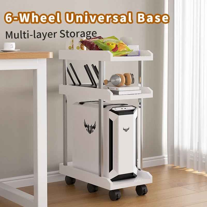 Multifunctional Printer & Computer Tower Stand with Wheels, Rolling Mobile Cart for Home Office