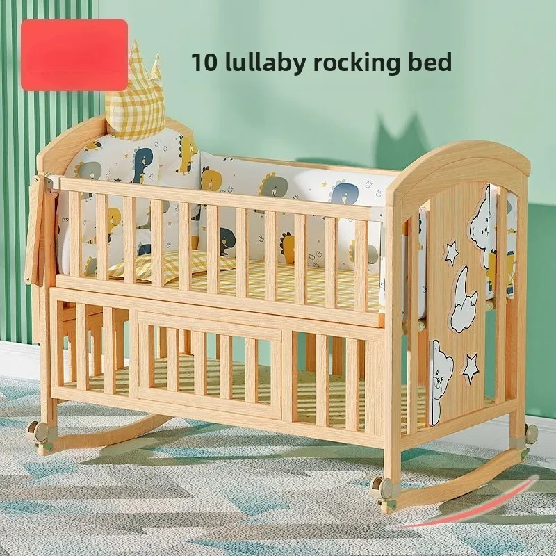 Natural Solid Wood Baby Crib Bedside Sleeper Movable Newborn Bassinet Multifunction Nursery Cradle Paint Free Eco Friendly Bed