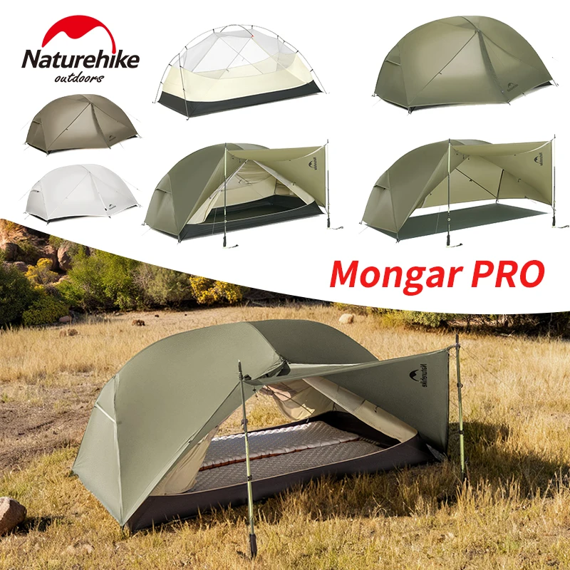 Naturehike Mongar PRO Hiking Tent 1 2 3 Person 20D Nylon Waterproof Ultralight Outdoor Camping Trekking Backpacking Shelter Tent