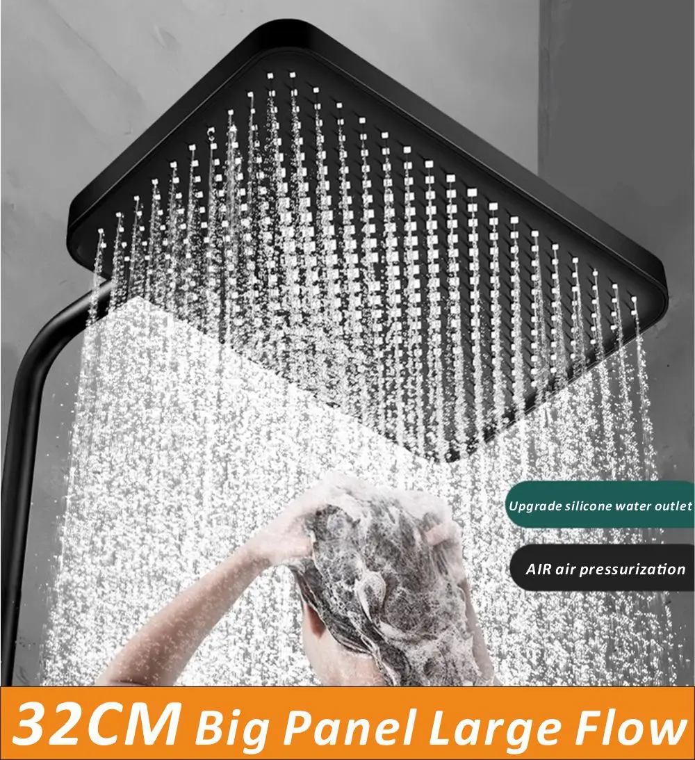New 14 Inch Big Panel Rainfall Shower Head,High Pressure Shower Head,Water Saving,Top Rain Shower Faucet Bathroom Accessories