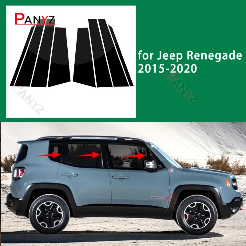New Arrival 8PCS Polished Pillar Posts Fit For Jeep Renegade 2015-2020 Window Trim Cover BC Column Sticker Chromium Styling