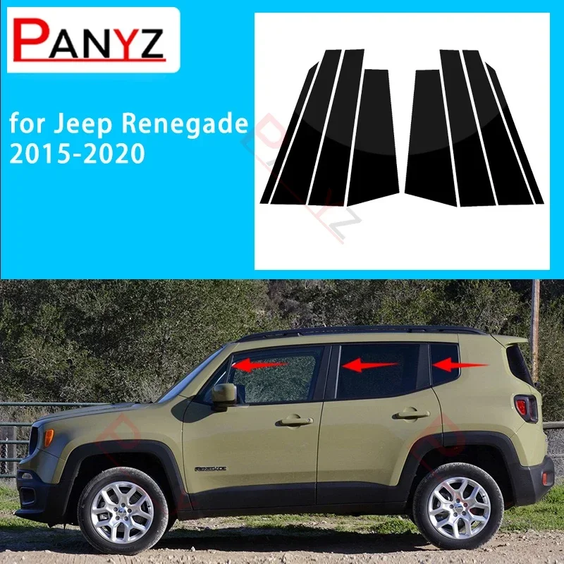 New Arrival 8PCS Polished Pillar Posts Fit For Jeep Renegade 2015-2020 Window Trim Cover BC Column Sticker Chromium Styling