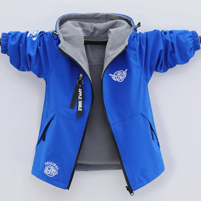 New Autumn Winter Boys Jacket Double Sided Wear Fleece Coat Children Waterproof Outerwear for 5-14 Years Teenager Sport Clothes