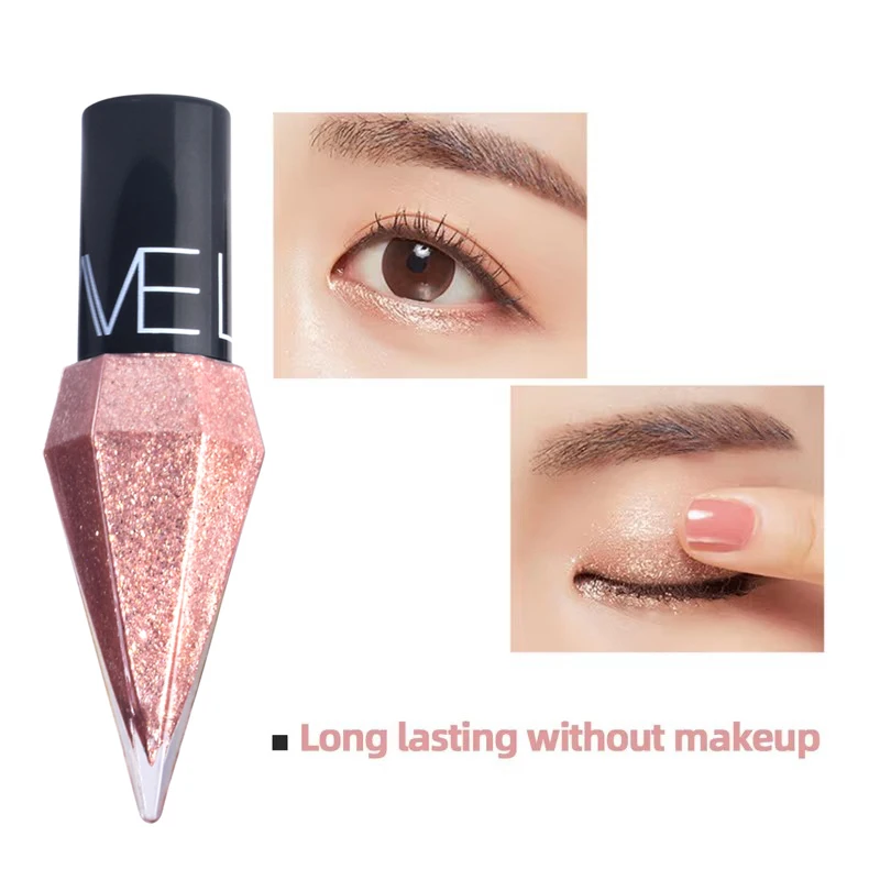 New Professional Shiny Eye Liners Cosmetics for Women Pigment Silver Rose Gold Color Liquid Glitter Eyeliner Cheap Makeup
