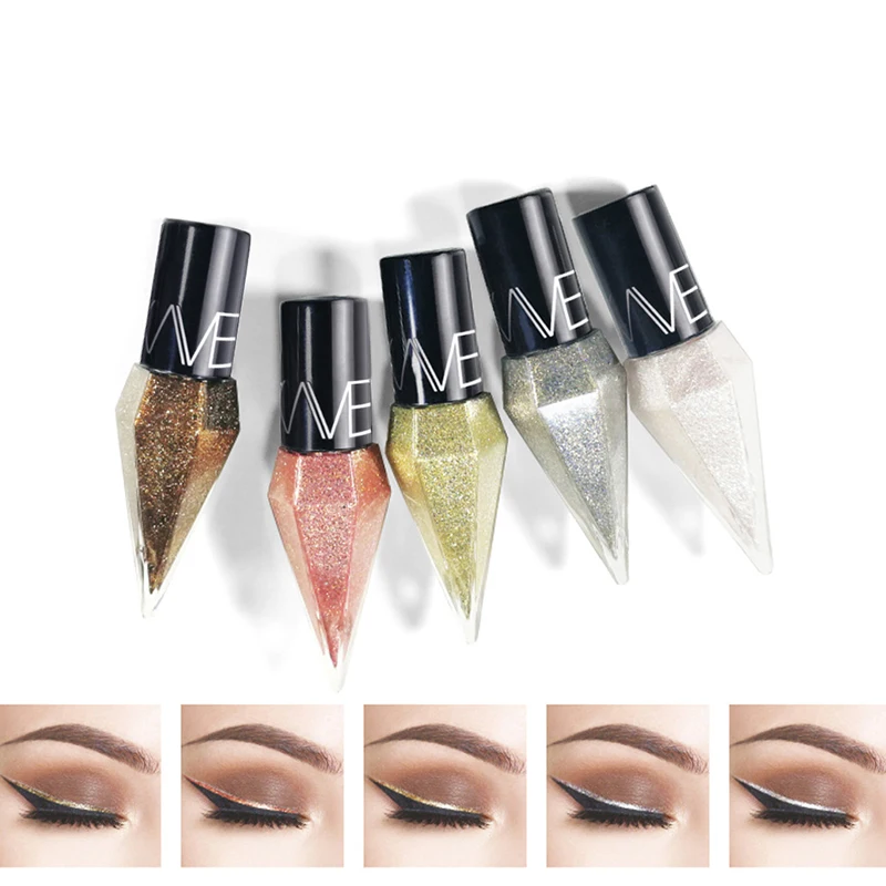 New Professional Shiny Eye Liners Cosmetics for Women Pigment Silver Rose Gold Color Liquid Glitter Eyeliner Cheap Makeup