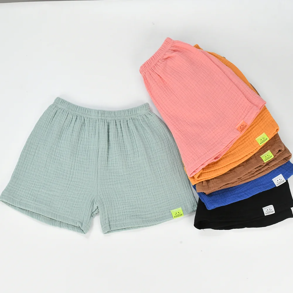 New Summer Children's Pure Cotton Shorts Fashion Solid Color Beach Shorts Kid's Casual Outing Shorts Age 2-10