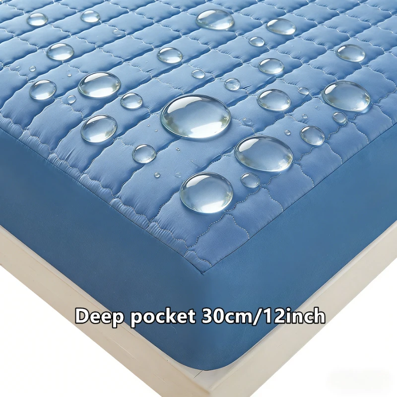 New Waterproof Breathable Fitted Sheet Deep Pocket Mattress Cover Soft Microfiber Elastic Anti-slip for Twin Full Queen King Bed