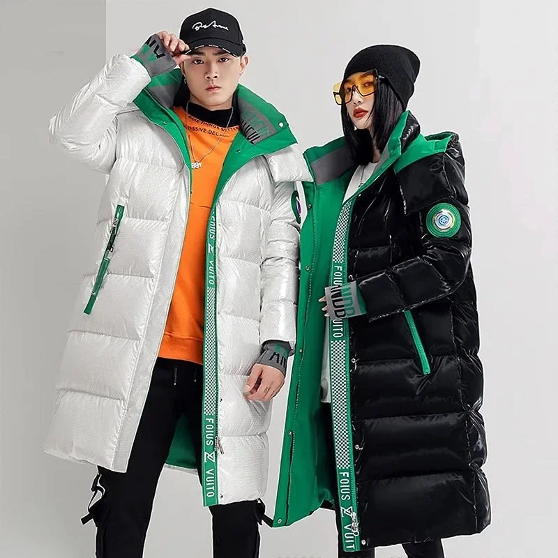 New Winter Jacket Men's Long Luxury Business Thickened Down Cotton Warm Parkas Men's Street Snow Cold-proof Hooded Padded Coat