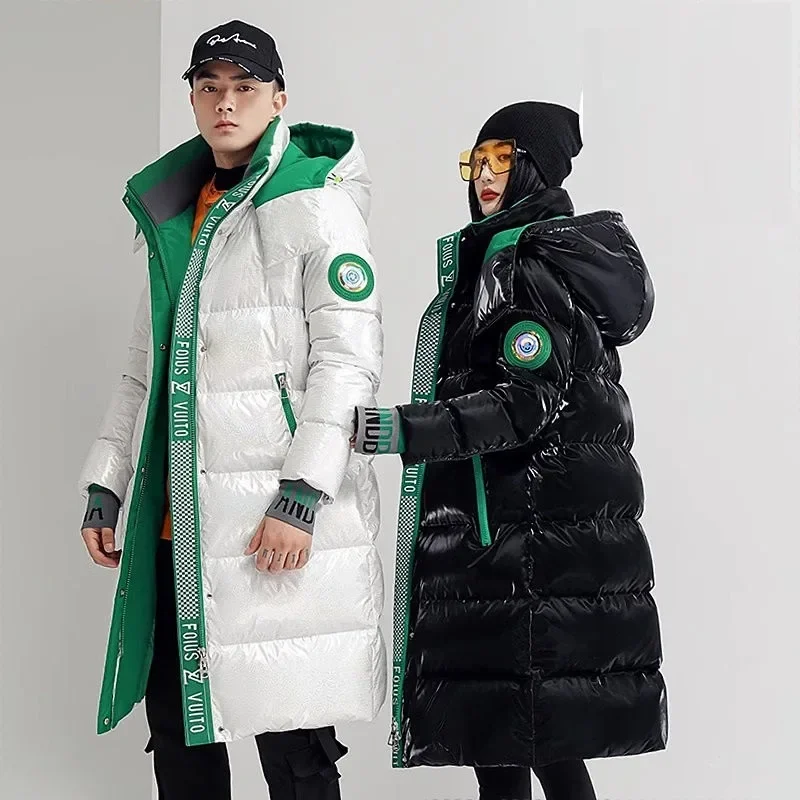 New Winter Jacket Men's Long Luxury Business Thickened Down Cotton Warm Parkas Men's Street Snow Cold-proof Hooded Padded Coat
