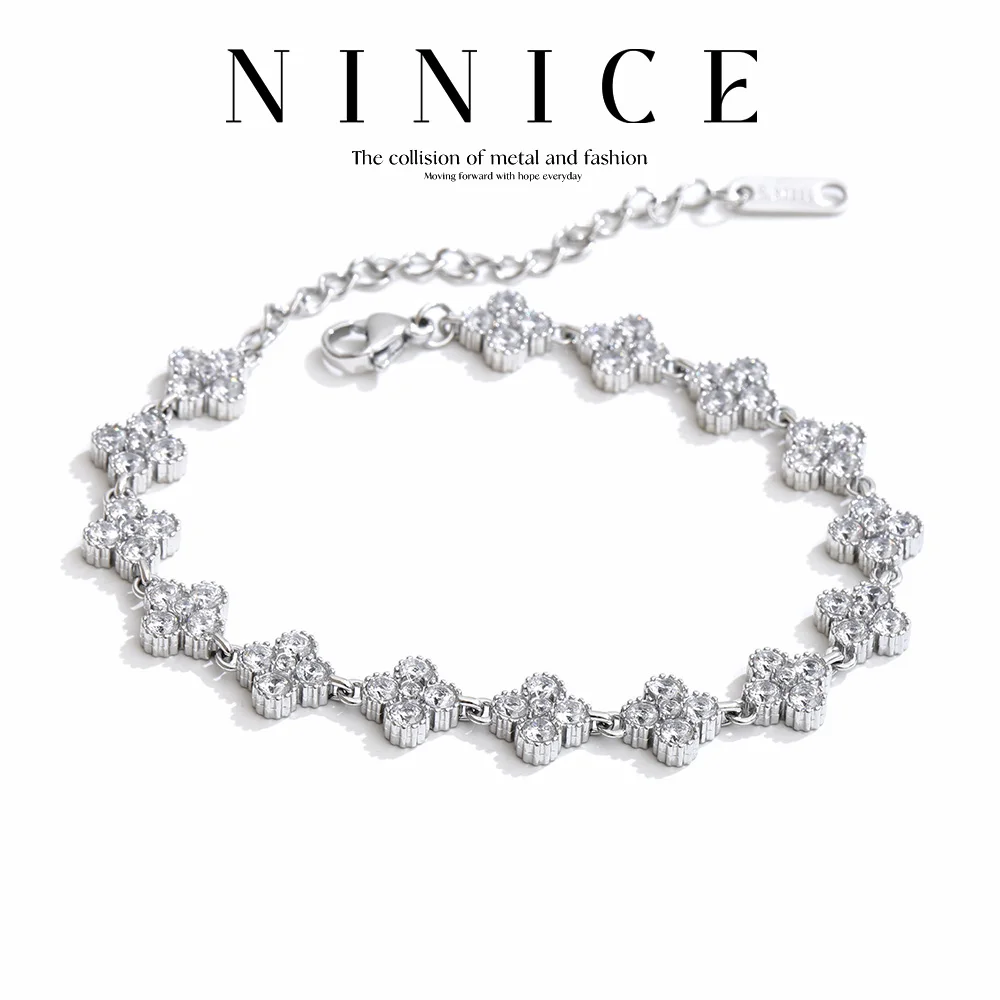NiNice 316L Stainless Steel Bracelet Cubic Zirconia Exquisite Temperament Popular Fashion Simple Selection Jewelry Wholesale