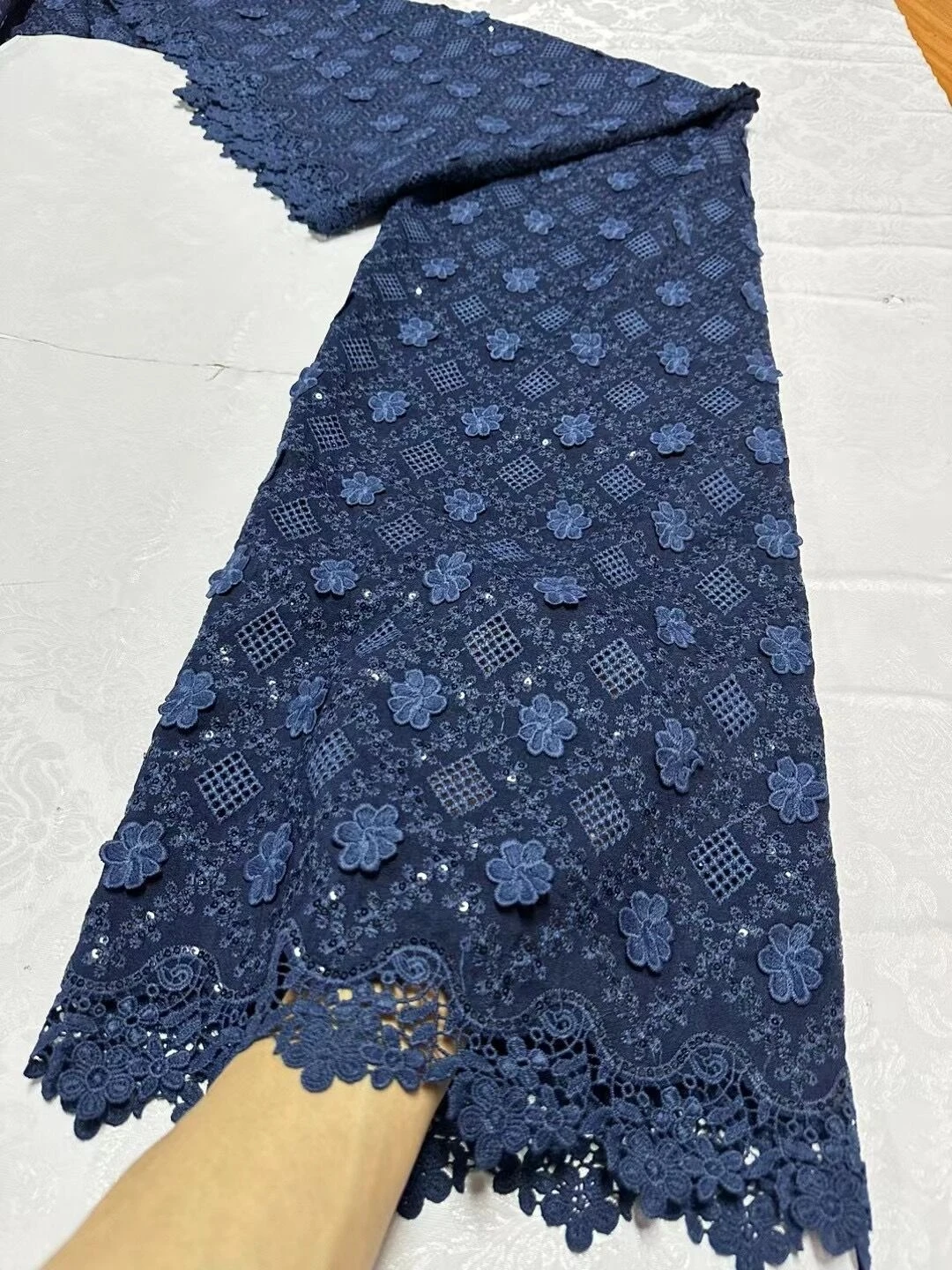 Nigerian Tulle Lace Fabric for Sewing, Wedding Embroidery Dress, Chiffon Party Sequin, High Quality, Cotton 5Yard, 2024 JL360