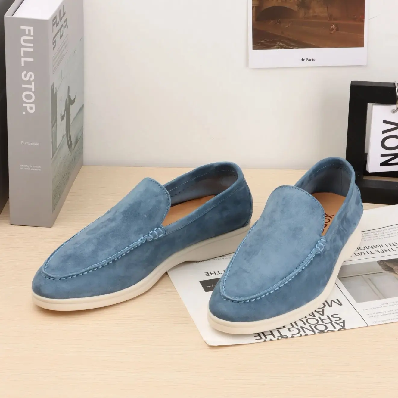 No logo Italian Designer Suede Men's Loafers 2025 Summer Top Quality Men Flat Shoes Comfortable Casual Lazy Driving Shoes