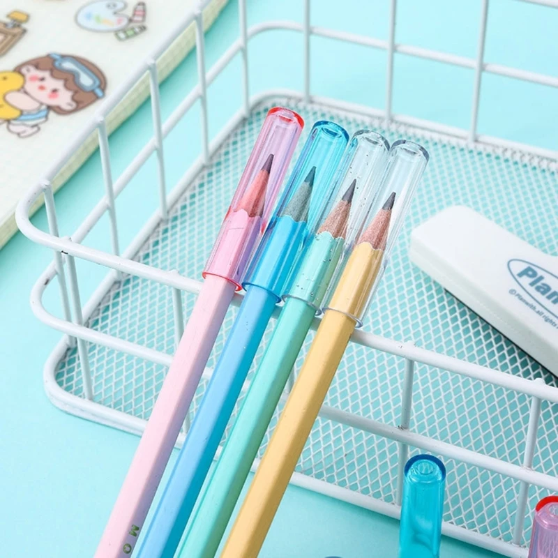 OFBK 18PCS Clear Plastic Pencil Caps Transparent Pencil Tops Pencil Protective Lids