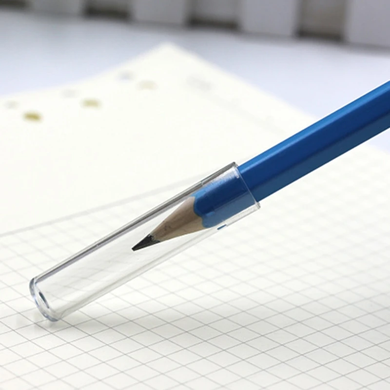 OFBK 18PCS Clear Plastic Pencil Caps Transparent Pencil Tops Pencil Protective Lids