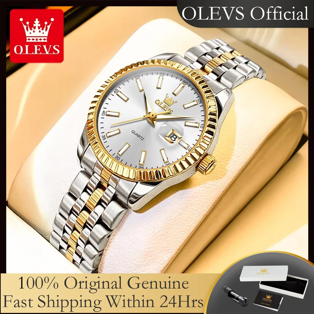 OLEVS 5593 Woman Watch Stainless Steel Waterproof Auto Date Elegant Ladies Wristwatch Luxury Original Quartz Watch for Women New