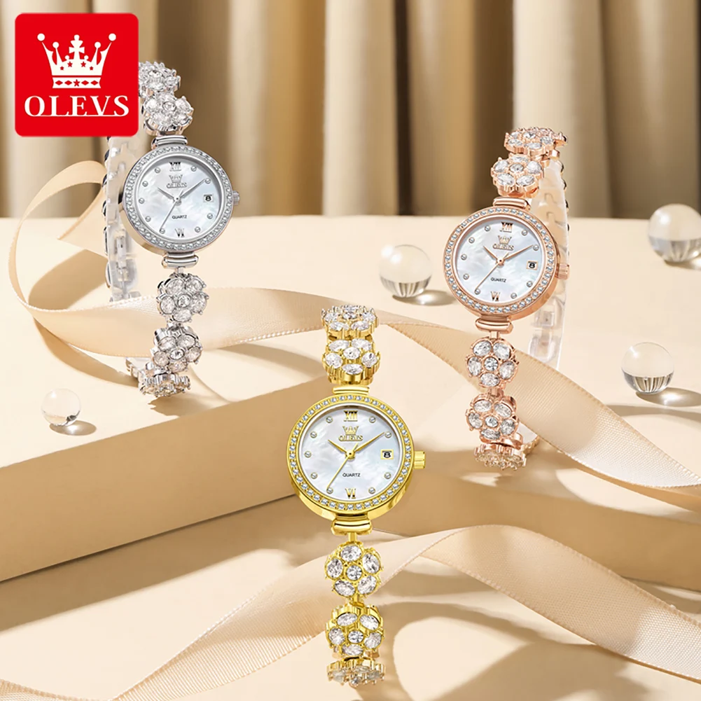 OLEVS 5633 Women's Watch Elegant Diamond Chain Watch Luxury Women's Dress Gift Watch Automatic Date Original Quartz Women Watch