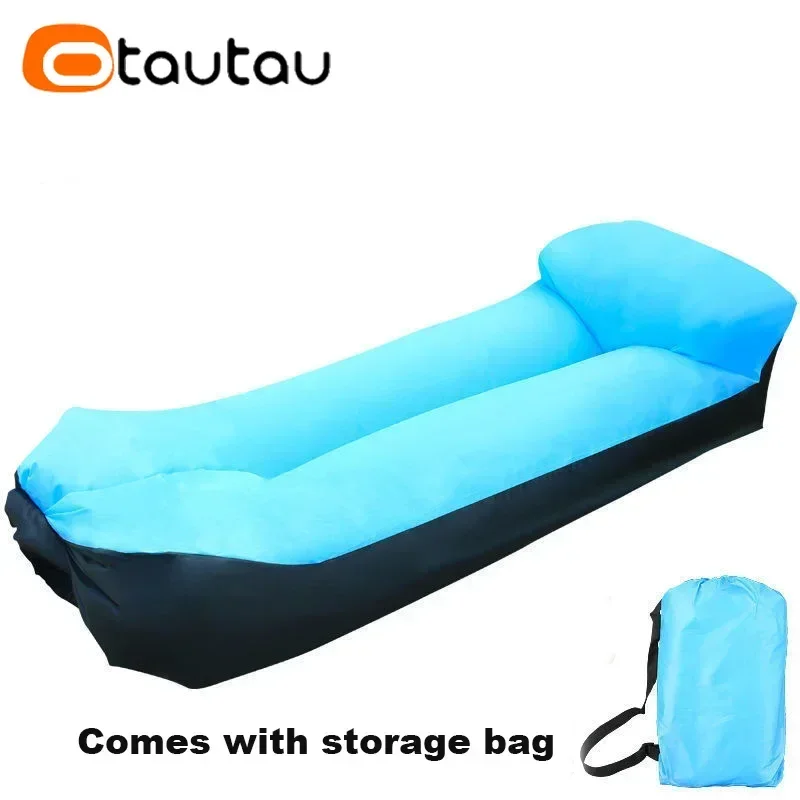 OTAUTAU Inflatable Sofa Lazy Sofa Outdoor Portable Picnic Camping Beach Festival Inflatable Lazy Mattress Inflatable Sofa
