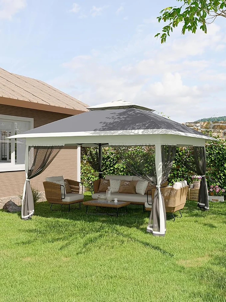 One-Push Instant Setup 13x13ft Pop Up Gazebo Tent with Mosquito Net, UPF 50+ Waterproof Canopy for Backyard,Camping, BBQs