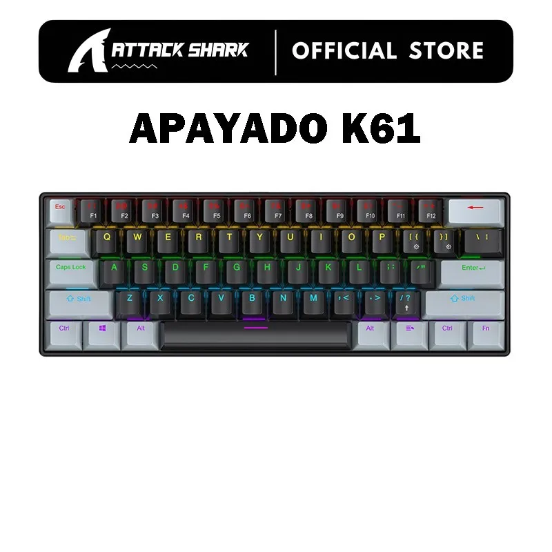Original Brand APAYADO K61 Mini Mechanical Keyboard,Wired,61 Keys,Phantom RGB, Blue Mechanical Switch for Gaming,60% Portable