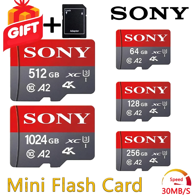 Original-Sony Micro SD Card 1TB 512GB High Speed Memory Card 256GB 128GB 64GB Class TF Cards for Drone Equipment Audio Switch