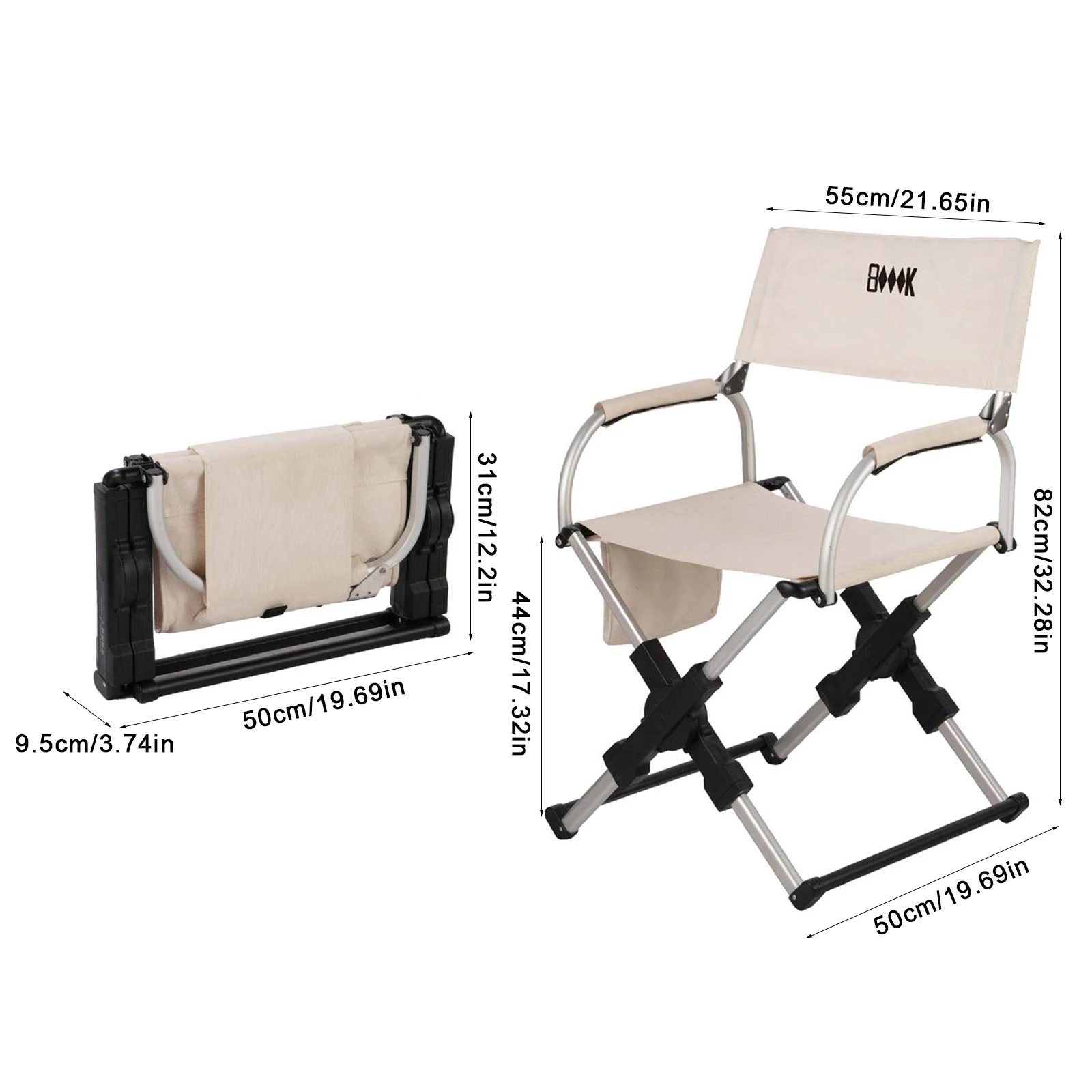 Outdoor Foldable Camping Chair Portable Folding Chair Aluminum Alloy ackrest Director Chair for Camp Backpacking Beach Equipment