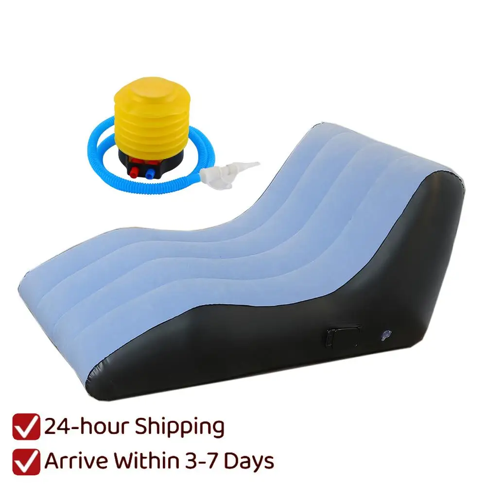 Outdoor Lazy Inflatable Sofa Foldable Inflatable Lounge Chair for Camping (Blue)