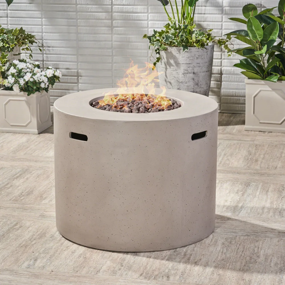 Outdoor Round MGO Fire Pit 31" 40000 BTU Propane Fire Table Heater for Patio Garden Decor