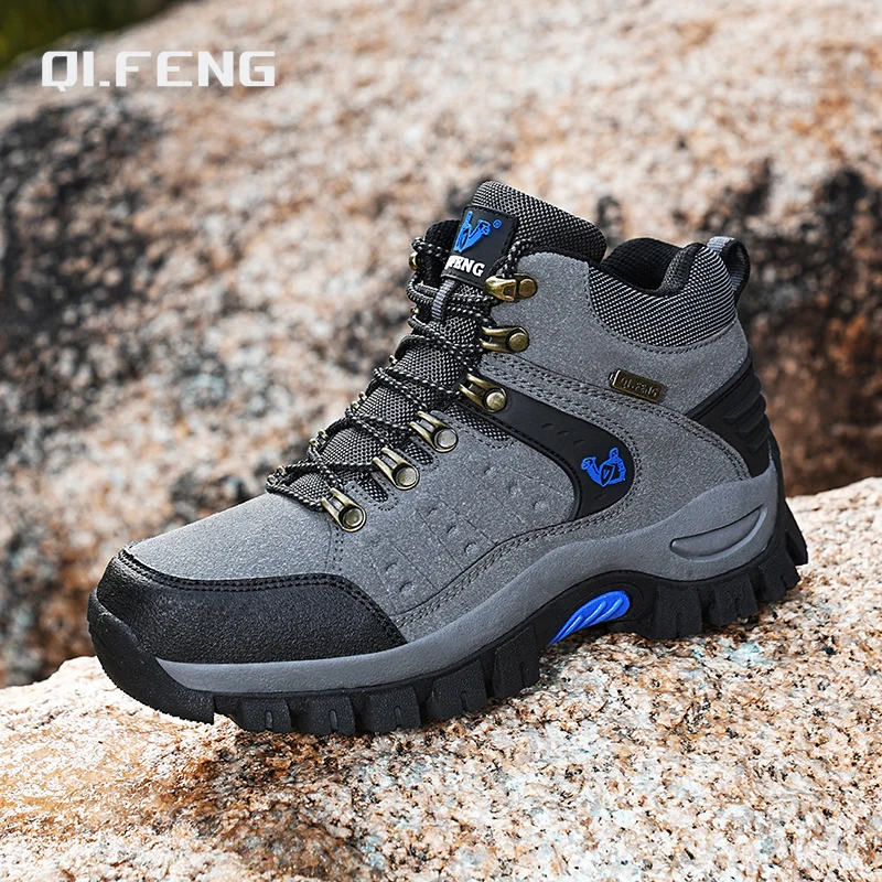 Outdoor Trekking Shoes autumn Winter Men Waterproof Hiking Shoes Mountain Boots Genuine Leather Woodland Hunting Tactical Shoes