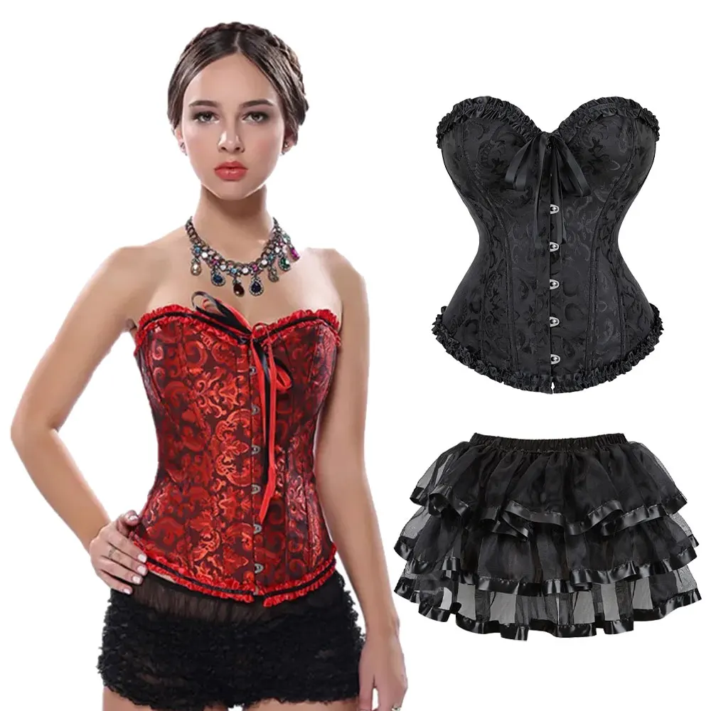 Overbust Plus Size and Princess Dress Tutu Skirt Corset Victorian Corset Bustier Lingerie Corset Lace Up Pink Corsets