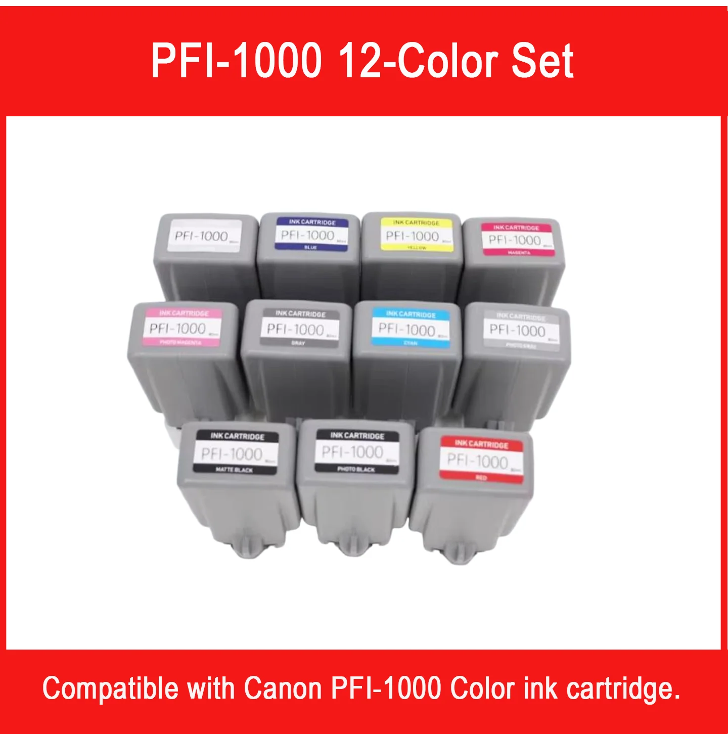 PFI-1000 PFI1000 80ml Compatible ink cartridge With Pigment ink With one time sue chip for Canon imagePROGRAF PRO-1000 printer