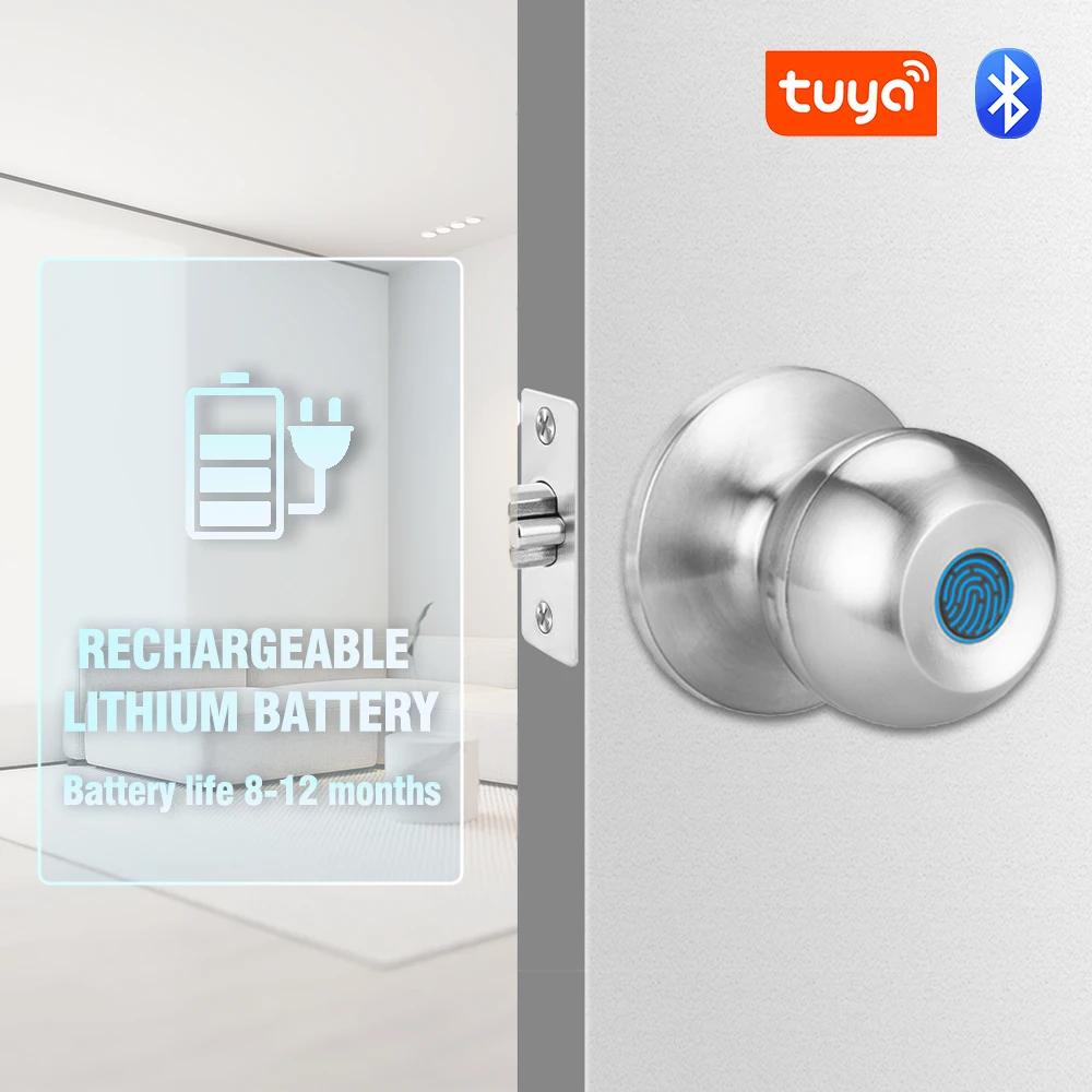 PHIPULO Tuya Smart Door Lock Fingerprint Key Unlock with Smart life app be Applicable Home Automation Apartment Bedrooms