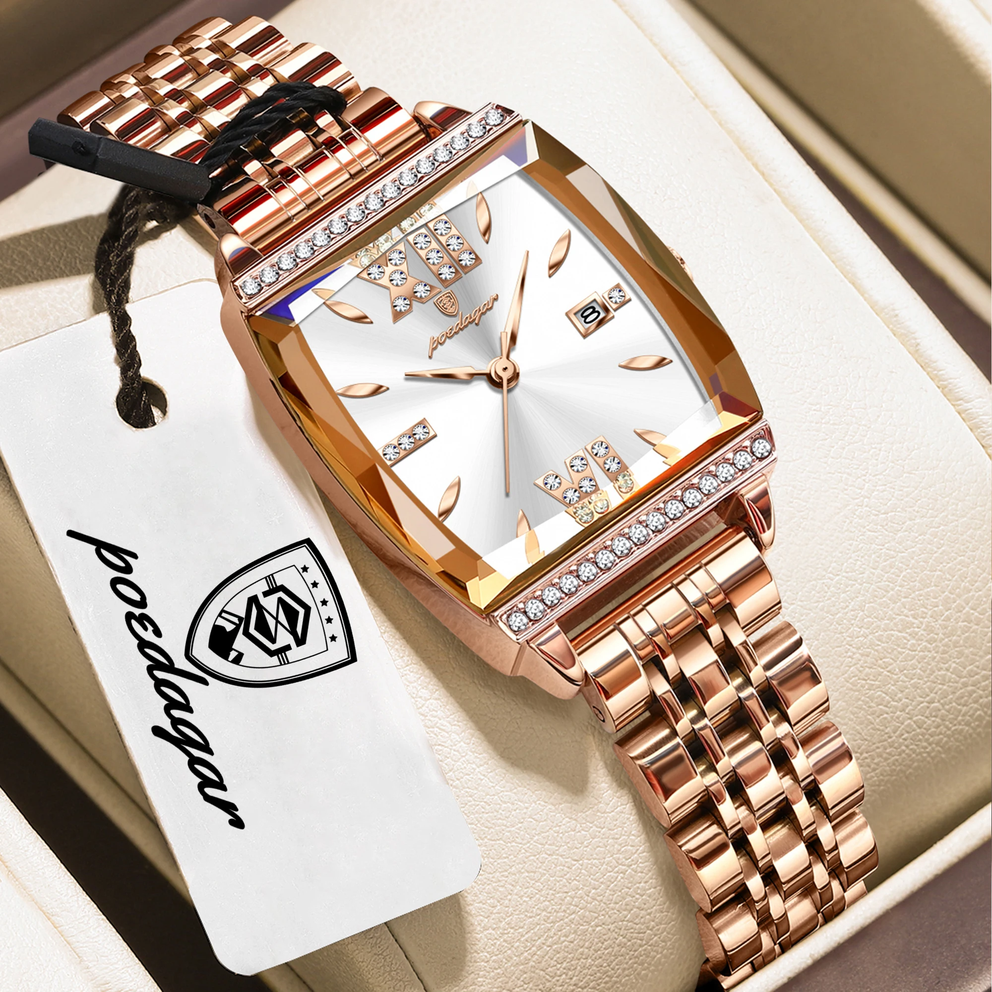 POEDAGAR Top Exquisite Woman Watches High Quality Date Fashion Waterproof Ladies Watch Stainless Steel Women's Quartz Wristwatch