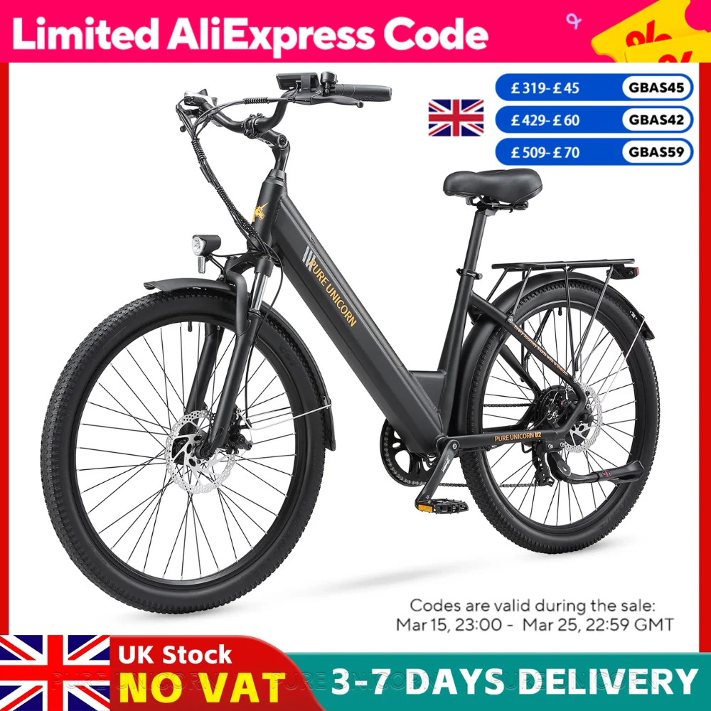 PURE UNICORN U2 48V 750W 12.8Ah Ebike 45km/h Electric Bicycles Ladies 60KM Long Range Adult Electric Bike Cheap City Road E Bike