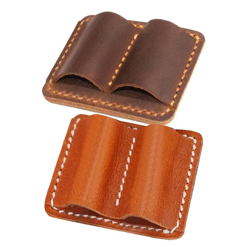 Pen Pencil Holder Double Pen Clip Vintage PU Traveling Notebook Pen Holder Anti Lost Pen Organizer For Pen Pencil