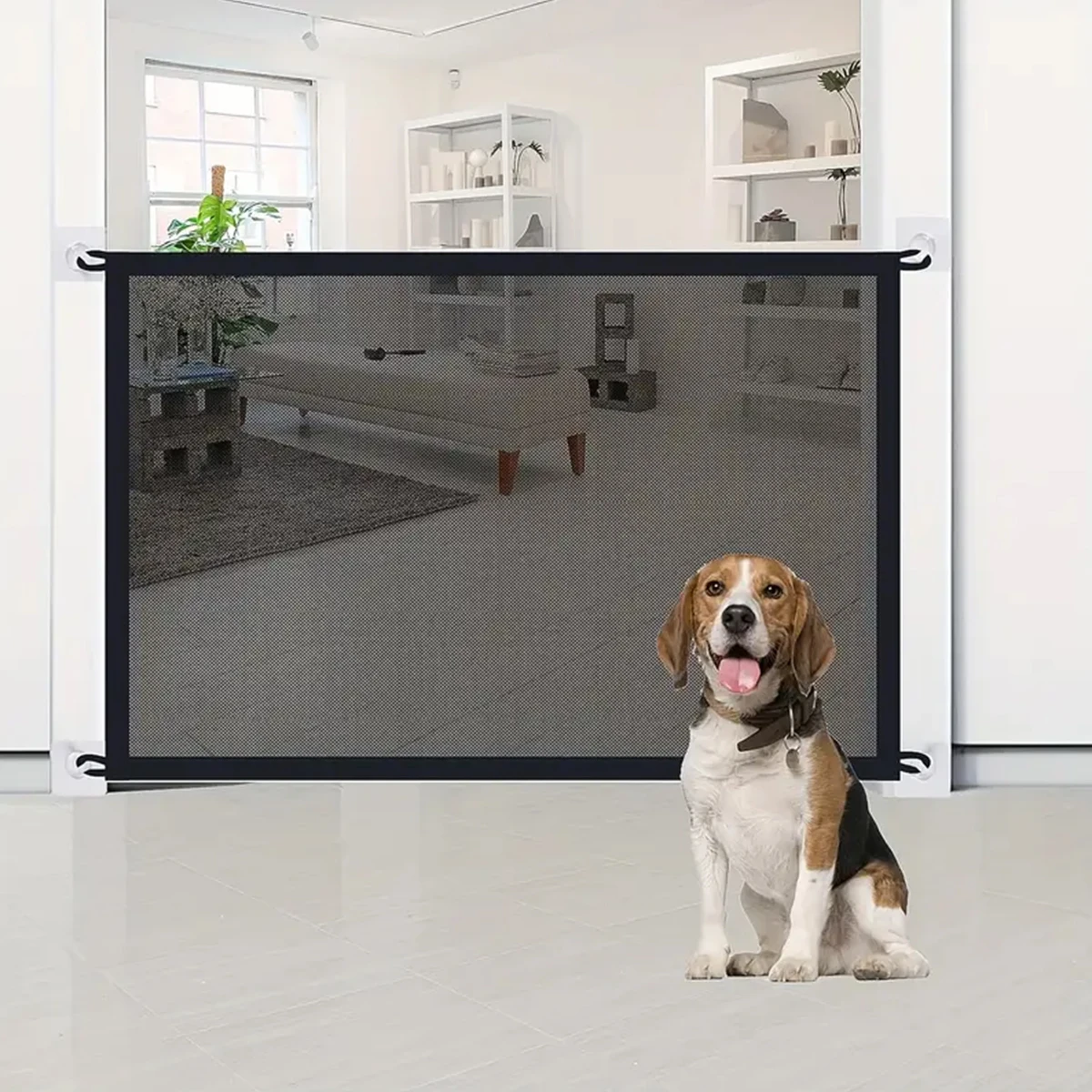 Pet Dog Barrier Fences With 6pcs Hook Pet Isolated Network Stairs Gate New Folding Breathable Mesh Playpen For Dog Safety Fence