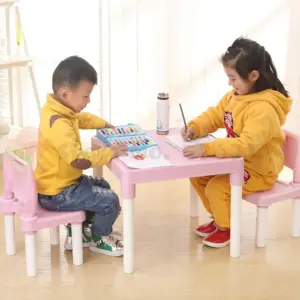 Plastic Table and Chair Set for Kids Studying Desk Home Learning Desk Writing Homework Combination