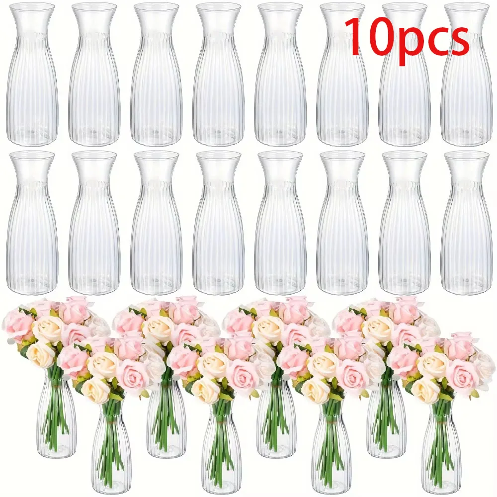 Plastic stripes vases transparent diy florals arranging crafts holiday home decor suitable for table decor Flower bottle